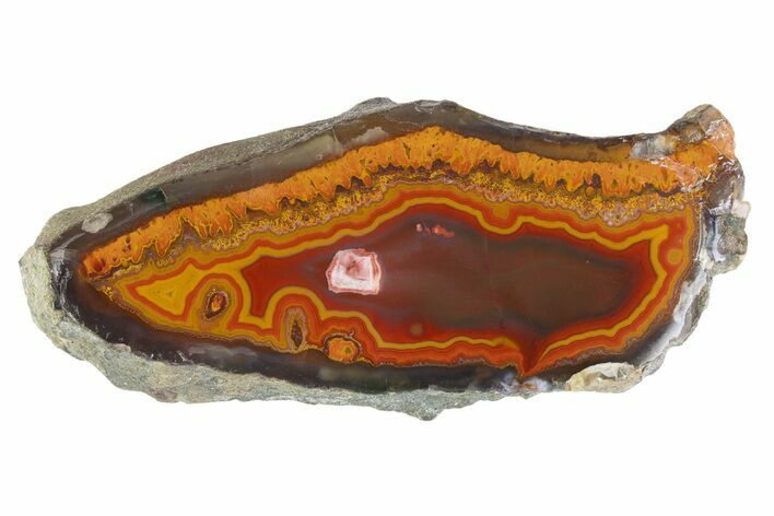 Polished Orange & Red Banded Agate - Kerrouchen, Morocco #372667